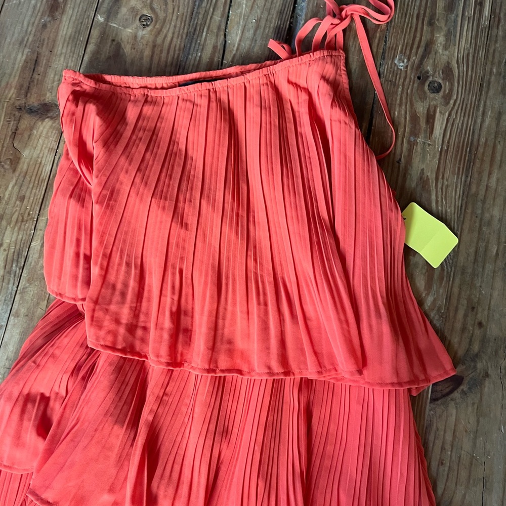 Zesica Coral Pleated Dress